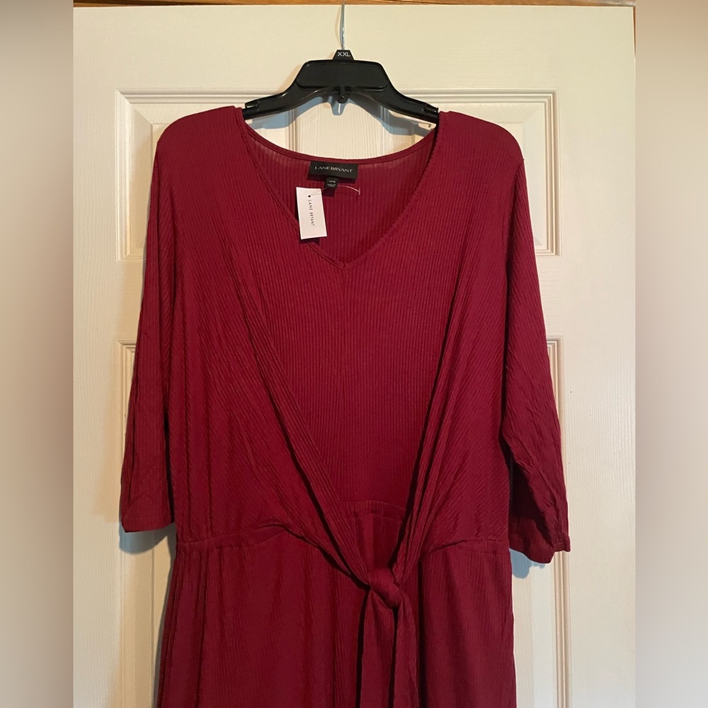 Lane Bryant burgundy wine jersey dress.
